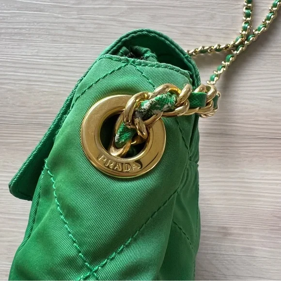Vintage Prada Tessuto Quilted Nylon Bag Green - Picture 14 of 14